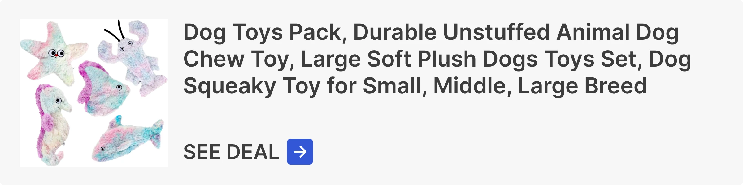 Dog Toys Pack, Durable Unstuffed Animal Dog Chew Toy, Large Soft Plush Dogs Toys Set